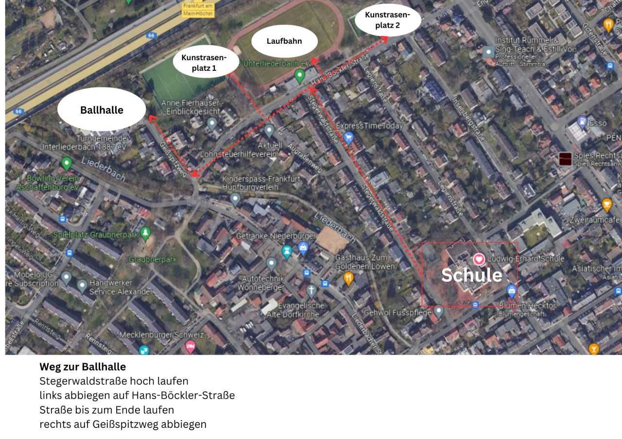 Wege zur Turnhalle